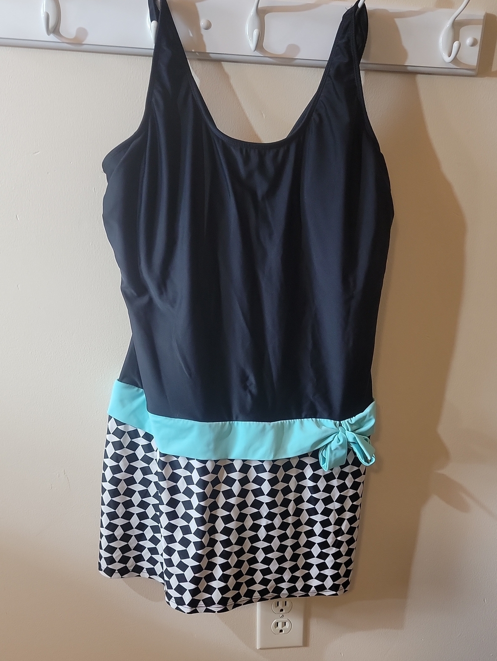 VENUS Black Swim Dress with Scoop Neck and Tank Straps